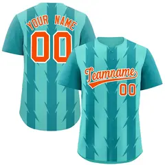 Bright Green Aqua Blade Pattern Raglan Baseball Jersey