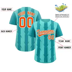 Bright Green Aqua Blade Pattern Raglan Baseball Jersey 2