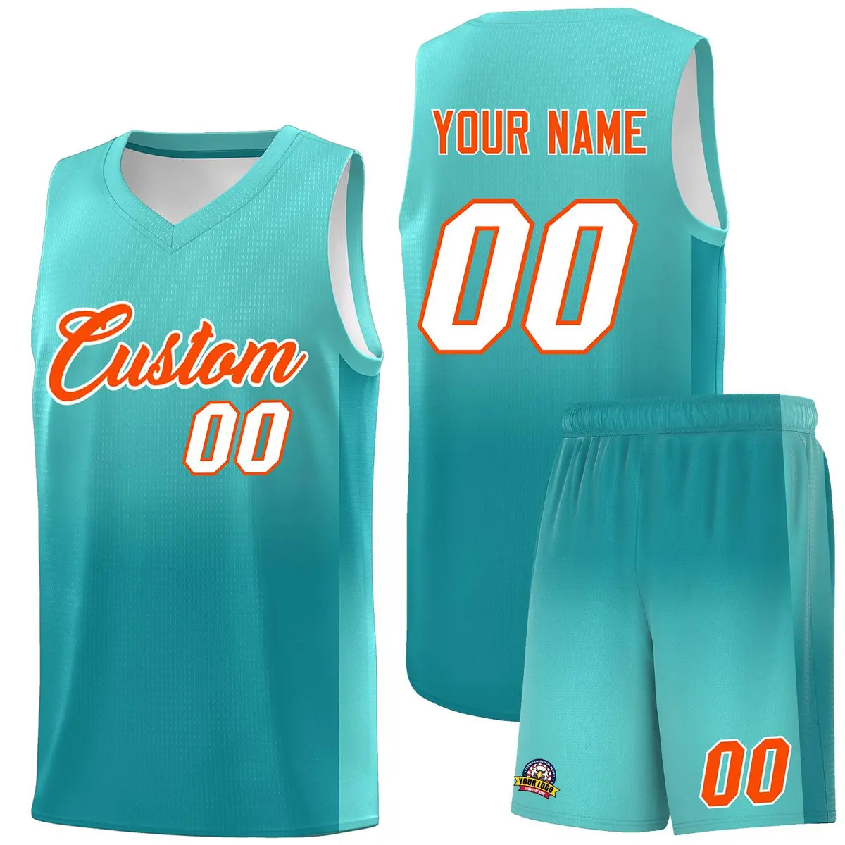 Bright Green Aqua Gradient Basketball Jersey Sports Uniform