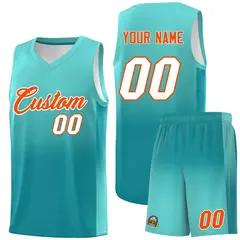 Bright Green Aqua Gradient Basketball Jersey Sports Uniform 1