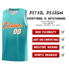 Bright Green Aqua Gradient Basketball Jersey Sports Uniform 2