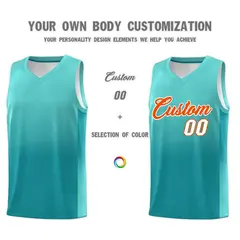 Bright Green Aqua Gradient Basketball Jersey Sports Uniform 3