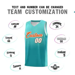 Bright Green Aqua Gradient Basketball Jersey Sports Uniform 4