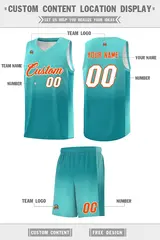 Bright Green Aqua Gradient Basketball Jersey Sports Uniform 5