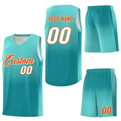 Bright Green Aqua Gradient Basketball Jersey Sports Uniform 7