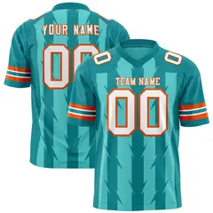 Bright Green Aqua Razr Stripe Graffiti Flag Football Jersey 1