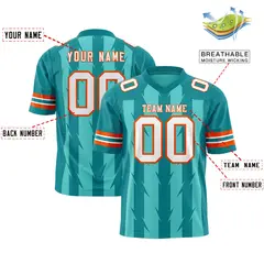 Bright Green Aqua Razr Stripe Graffiti Flag Football Jersey 2