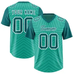 Bright Green Aqua Star Pattern Raglan Sleeves Football Jersey 1