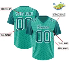 Bright Green Aqua Star Pattern Raglan Sleeves Football Jersey 2
