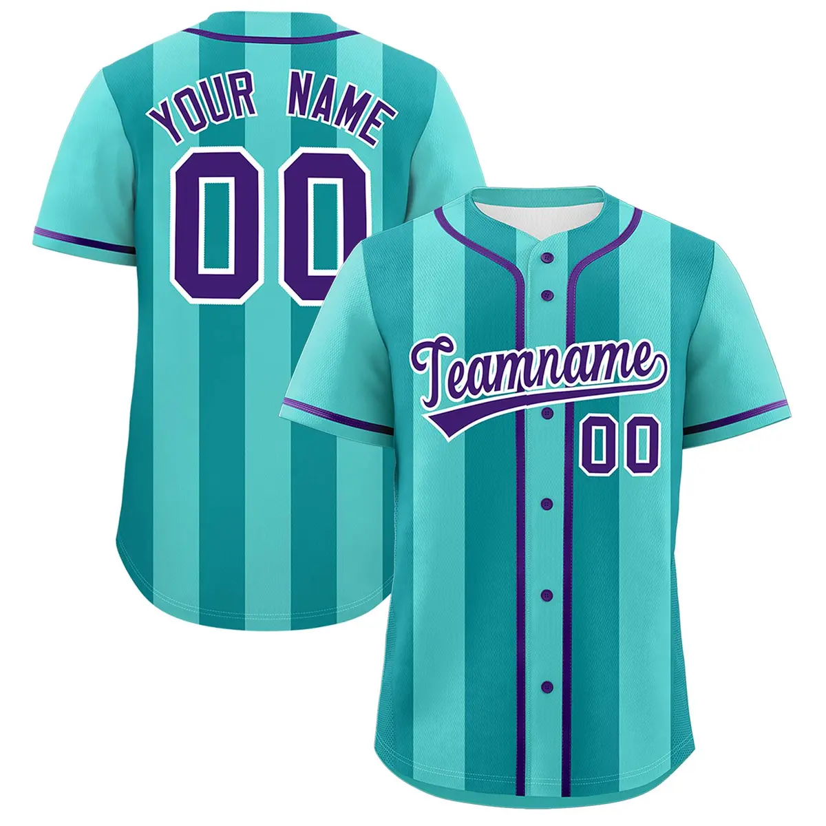 Bright Green Aqua Thick Stripe Authentic Baseball Jersey