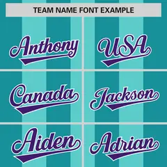Bright Green Aqua Thick Stripe Authentic Baseball Jersey 3
