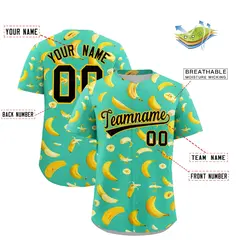 Bright Green Banana Graffiti Pattern Fashion Baseball Jersey 2