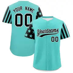 Bright Green Black American Flag Raglan Baseball Jersey