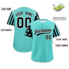 Bright Green Black American Flag Raglan Baseball Jersey 2