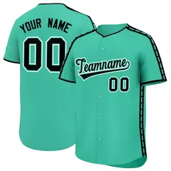 Bright Green Black Color Block Dotted Side Baseball Jersey