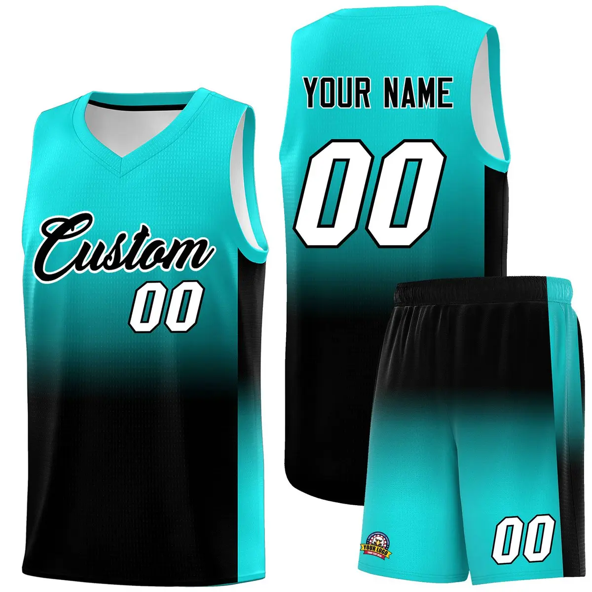 Bright Green Black Gradient Fashion Sets Basketball Jersey