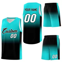 Bright Green Black Gradient Fashion Sets Basketball Jersey 7