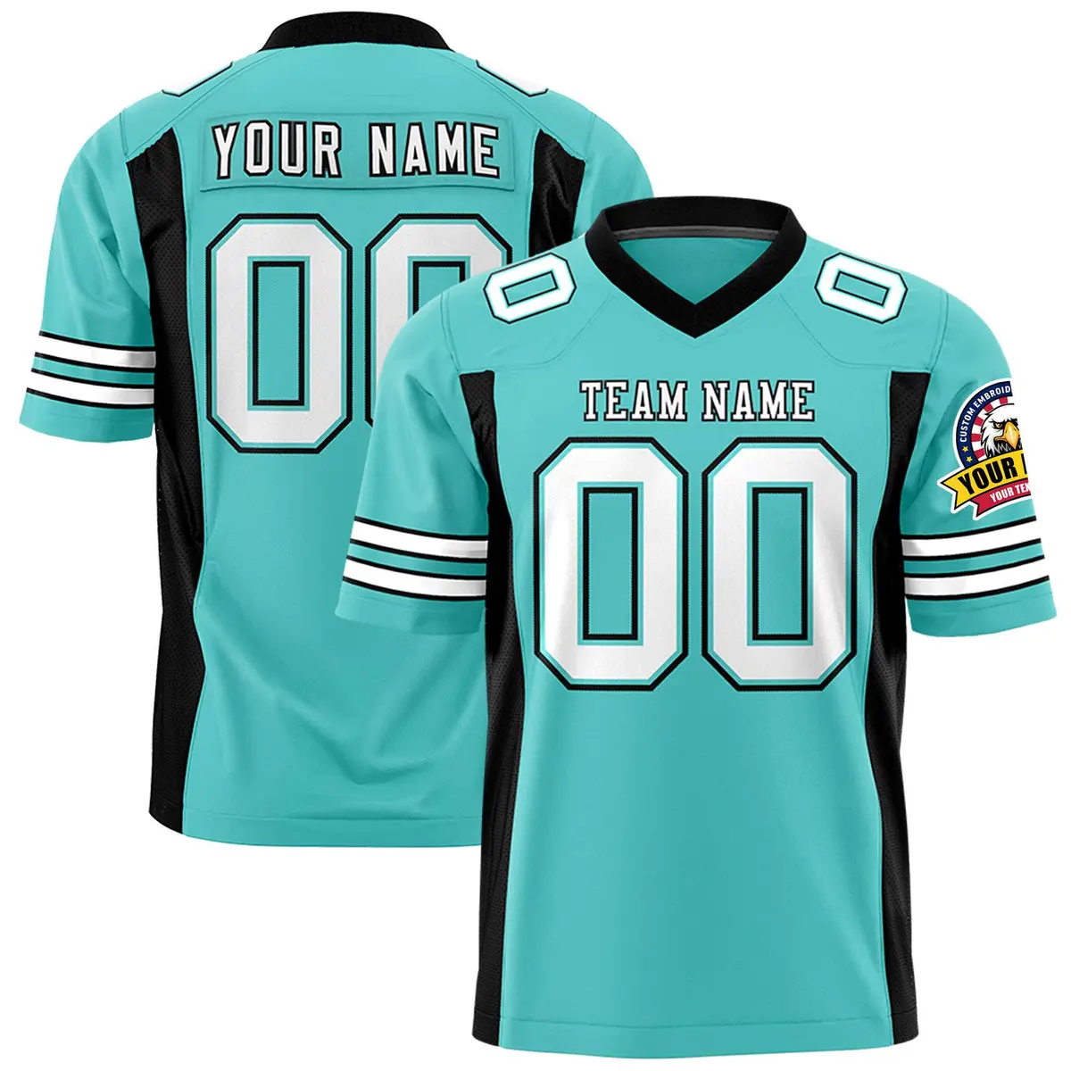 Bright Green Black Insert Color Football Jersey