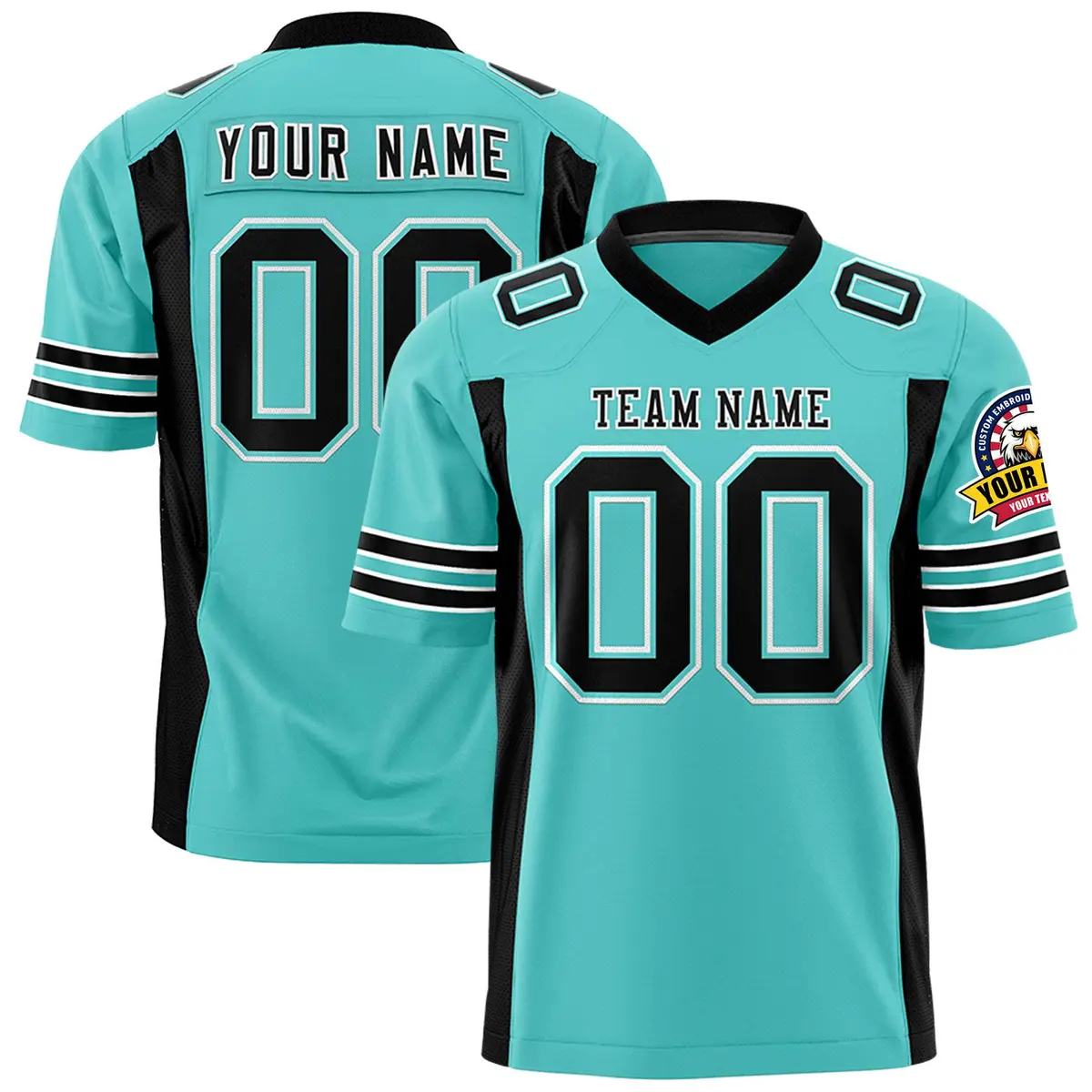 Bright Green Black Insert Color Football Jersey