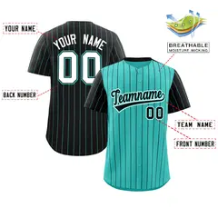 Bright Green Black Pinstripe Raglan Sleeves Baseball Jersey 2