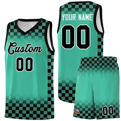 Bright Green Black Plaid Basketball Jersey for Teams