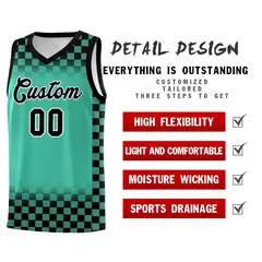 Bright Green Black Plaid Basketball Jersey for Teams 2