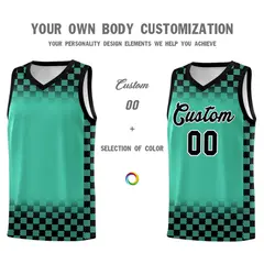 Bright Green Black Plaid Basketball Jersey for Teams 3