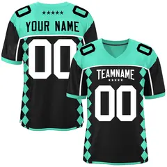 Bright Green Black Side Blocks Raglan Football Jersey 1
