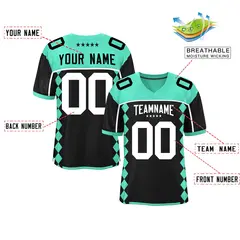 Bright Green Black Side Blocks Raglan Football Jersey 2