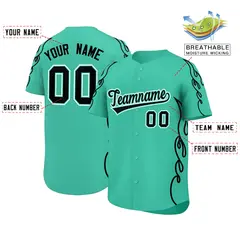 Bright Green Black Side Flame Outline Baseball Jersey 2
