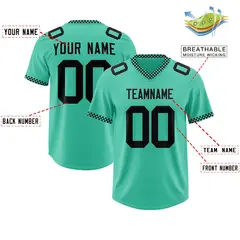 Bright Green Black Square Neckline Classic Football Jersey 2