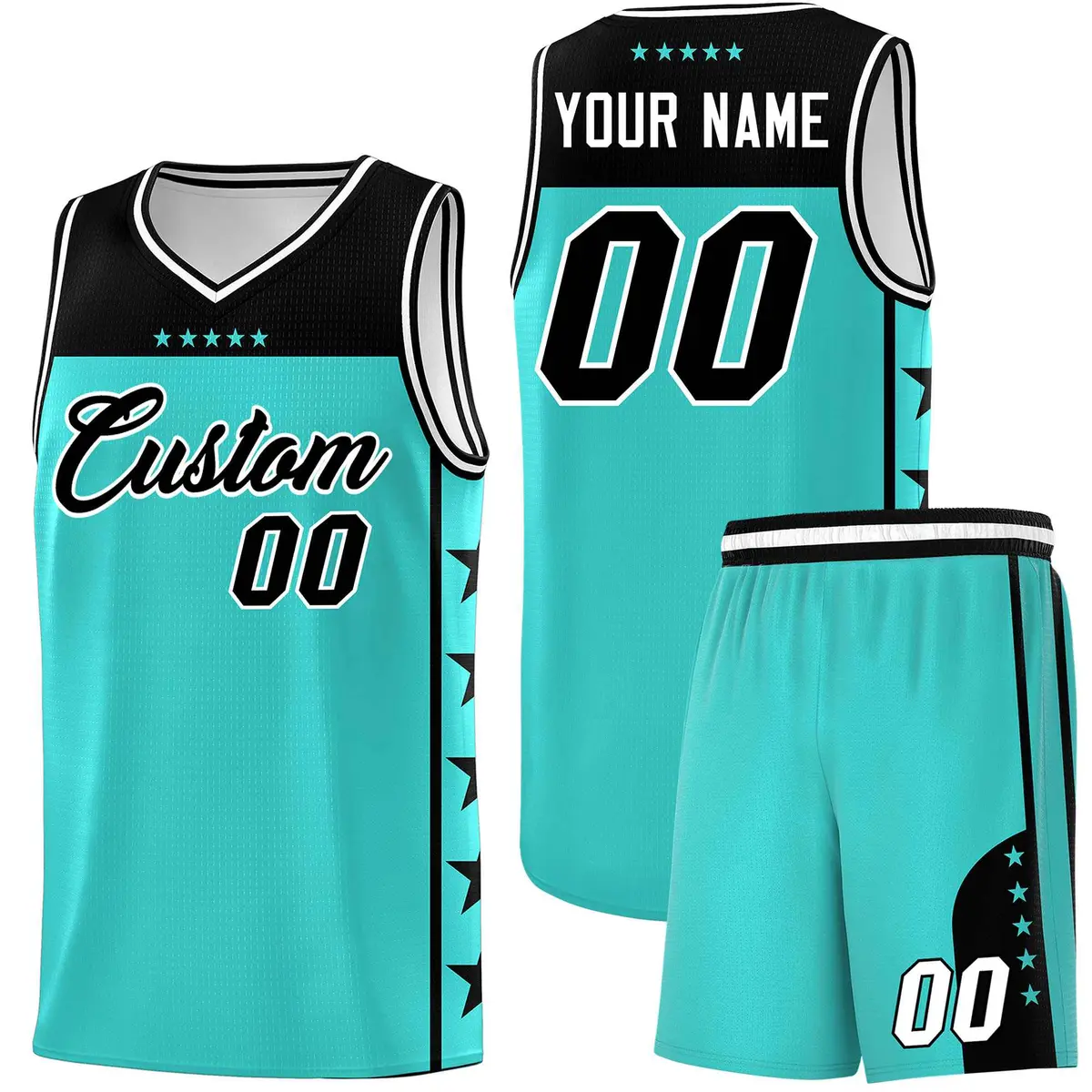 Bright Green Black Star Pattern Sports Basketball Jersey