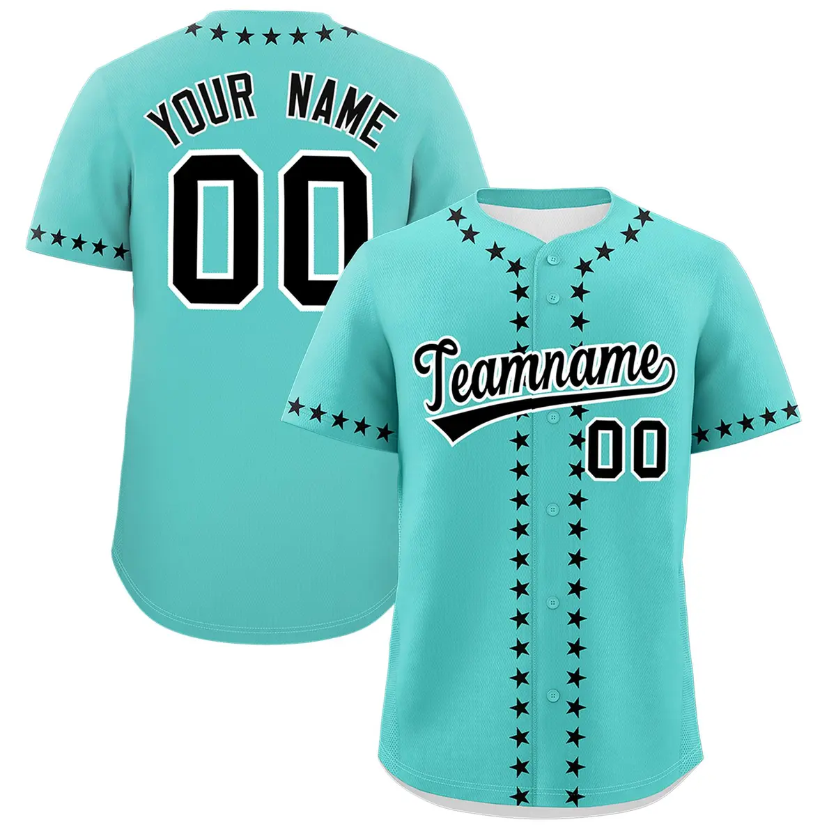 Bright Green Black Star Ribbing Authentic Baseball Jersey