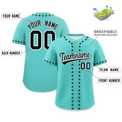 Bright Green Black Star Ribbing Authentic Baseball Jersey 2