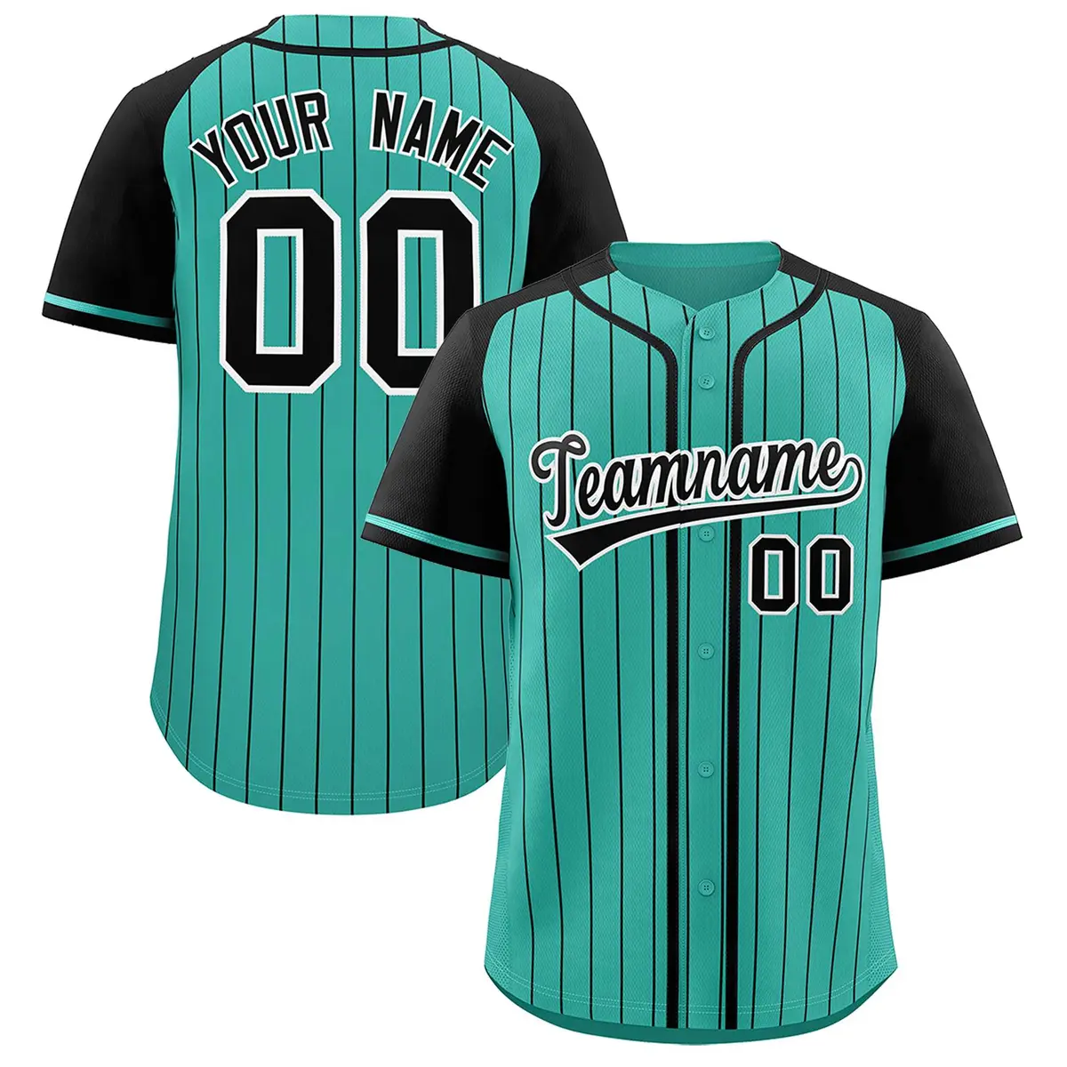 Bright Green Black Stripe Raglan Baseball Jersey