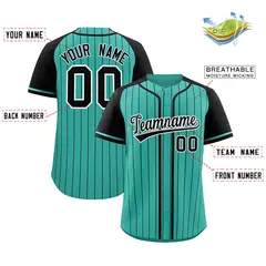 Bright Green Black Stripe Raglan Baseball Jersey 2