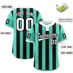 Bright Green Black Stripe Two-Button Softball Jersey 2