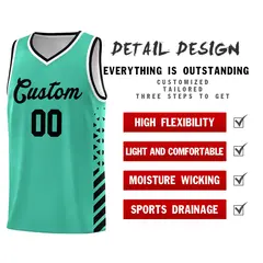 Bright Green Black White Diamond Stripe Side Basketball Jersey 2