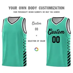 Bright Green Black White Diamond Stripe Side Basketball Jersey 3