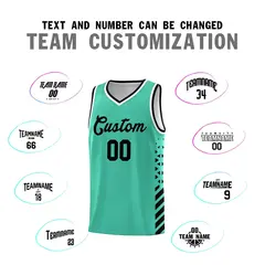 Bright Green Black White Diamond Stripe Side Basketball Jersey 4