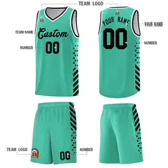 Bright Green Black White Diamond Stripe Side Basketball Jersey 5
