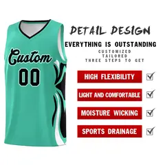 Bright Green Black White Graffiti Side Curve Basketball Jersey Sets 2