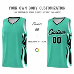 Bright Green Black White Graffiti Side Curve Basketball Jersey Sets 3