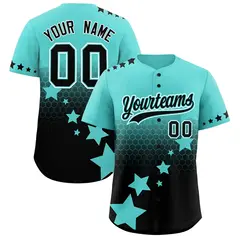 Bright Green Black White Rising Stars Gradient Baseball Jersey 1