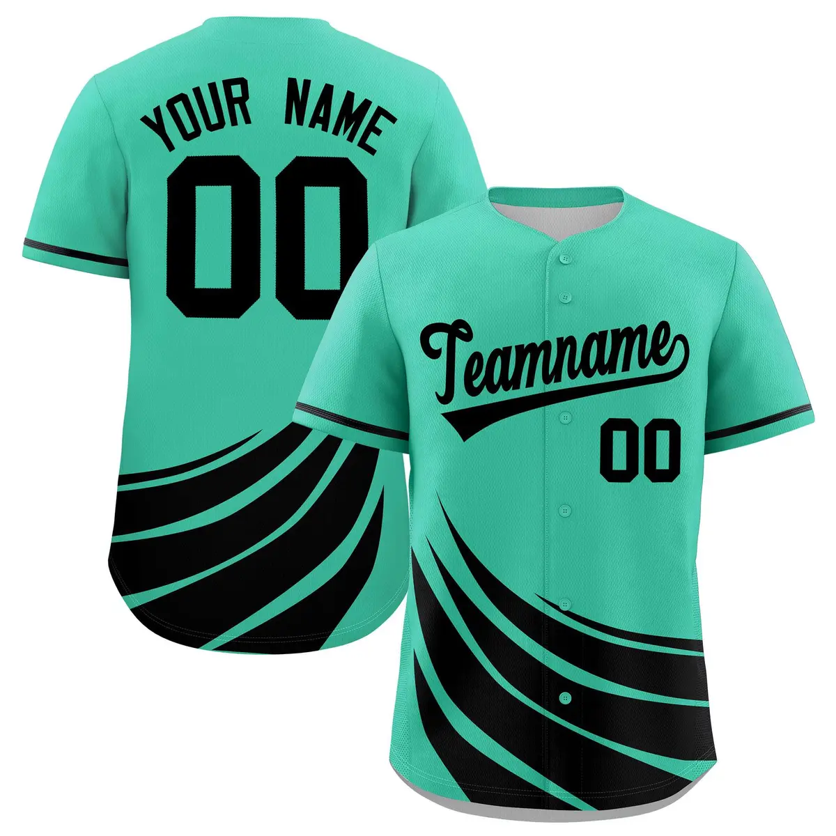 Bright Green Black Wind Mark Graffiti Baseball Jersey