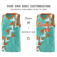Bright Green Boomerang Pattern Basketball Jersey 3