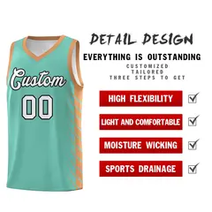 Bright Green Buckskin Brown Side Symmetrical Line Pattern Basketball Jersey 2