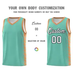 Bright Green Buckskin Brown Side Symmetrical Line Pattern Basketball Jersey 3