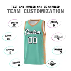 Bright Green Buckskin Brown Side Symmetrical Line Pattern Basketball Jersey 4