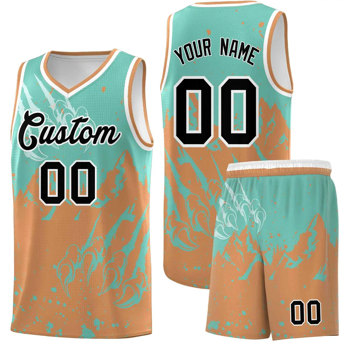 Bright Green Buckskin Brown Snow Mountain Beast Pattern Basketball Jersey